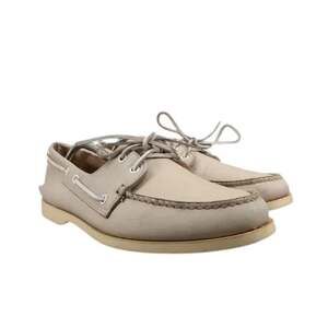 Norsport Shoes Men 8.5 Boat Moc 2 Eye Leather Vintage Nordstrom Beige USA Preppy